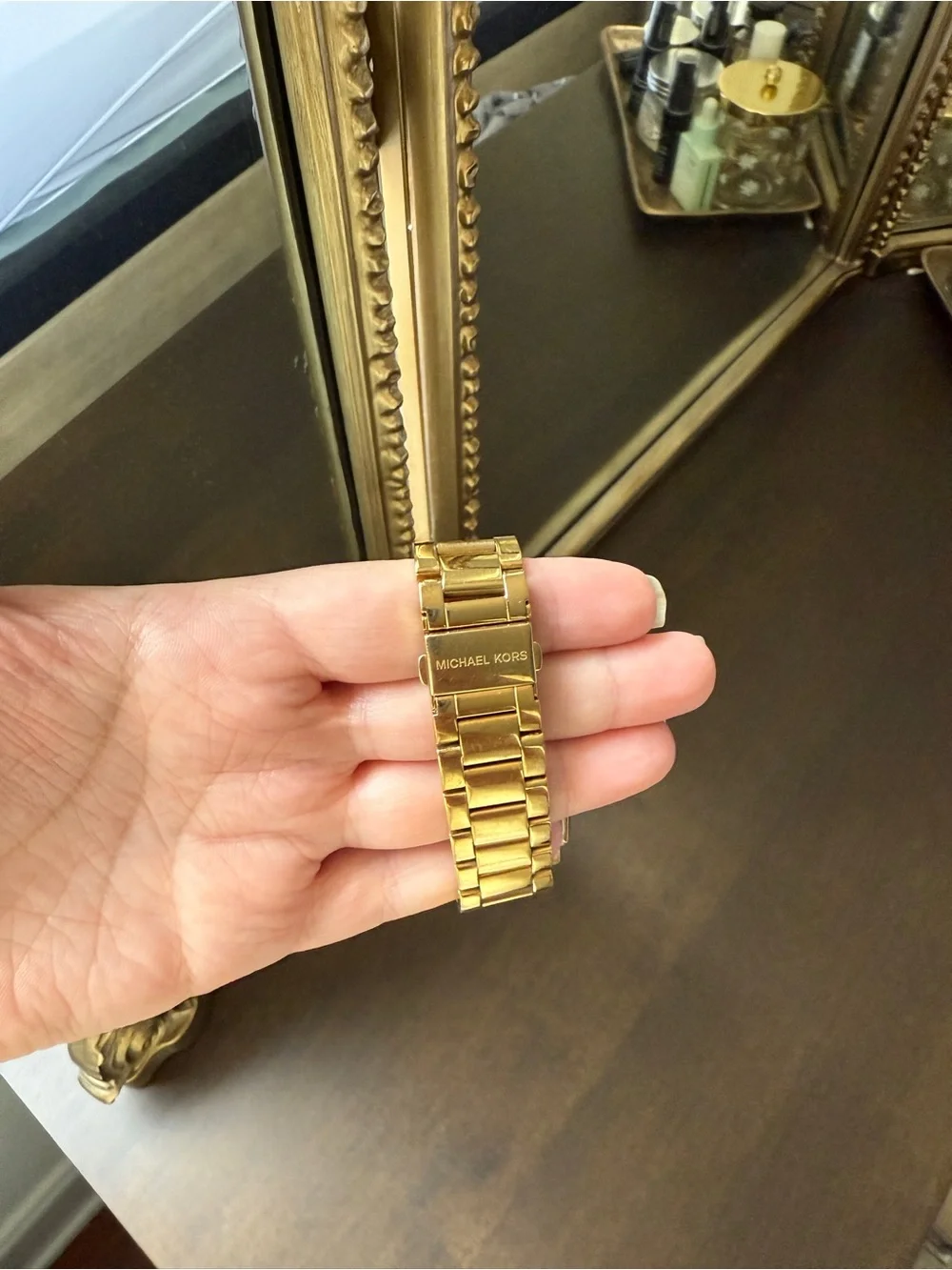 Michael Kors Gold-tone Square Chronograph Watch with Champagne Dial